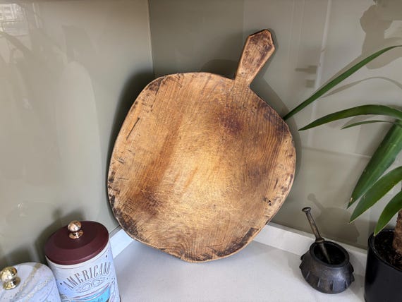 Large Vintage Wooden Bread Board | Turkish Rustic Decor | Handmade Farmhouse Kitchen Piece