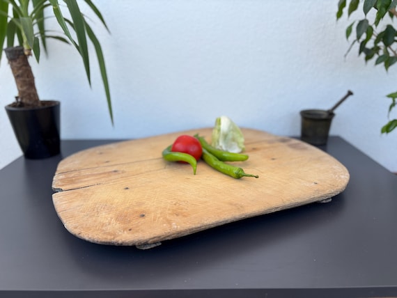 Vintage Turkish Wooden Bread Board | Rustic Handmade Cutting Paddle | Antique Kitchen Decor