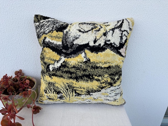 Handwoven Vintage Turkish Velvet Pillow Cover - 20x20 Inch, Handmade from Reclaimed Fabric, Boho Chic Decor