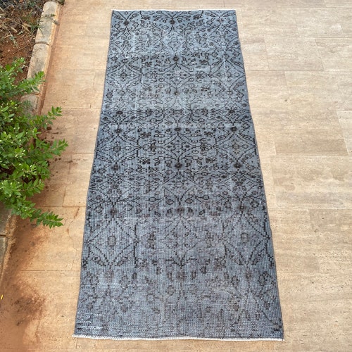 Tapis de passage gris Oushak 2'8 x 6'6 - tapis de passage bohème, tapis pour couloir - tapis de passage vintage, tapis de couloir gris, tapis de passage Extra long