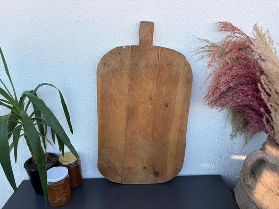 Vintage Turkish Wooden Bread Board: Rustic Farmhouse Kitchen Decor