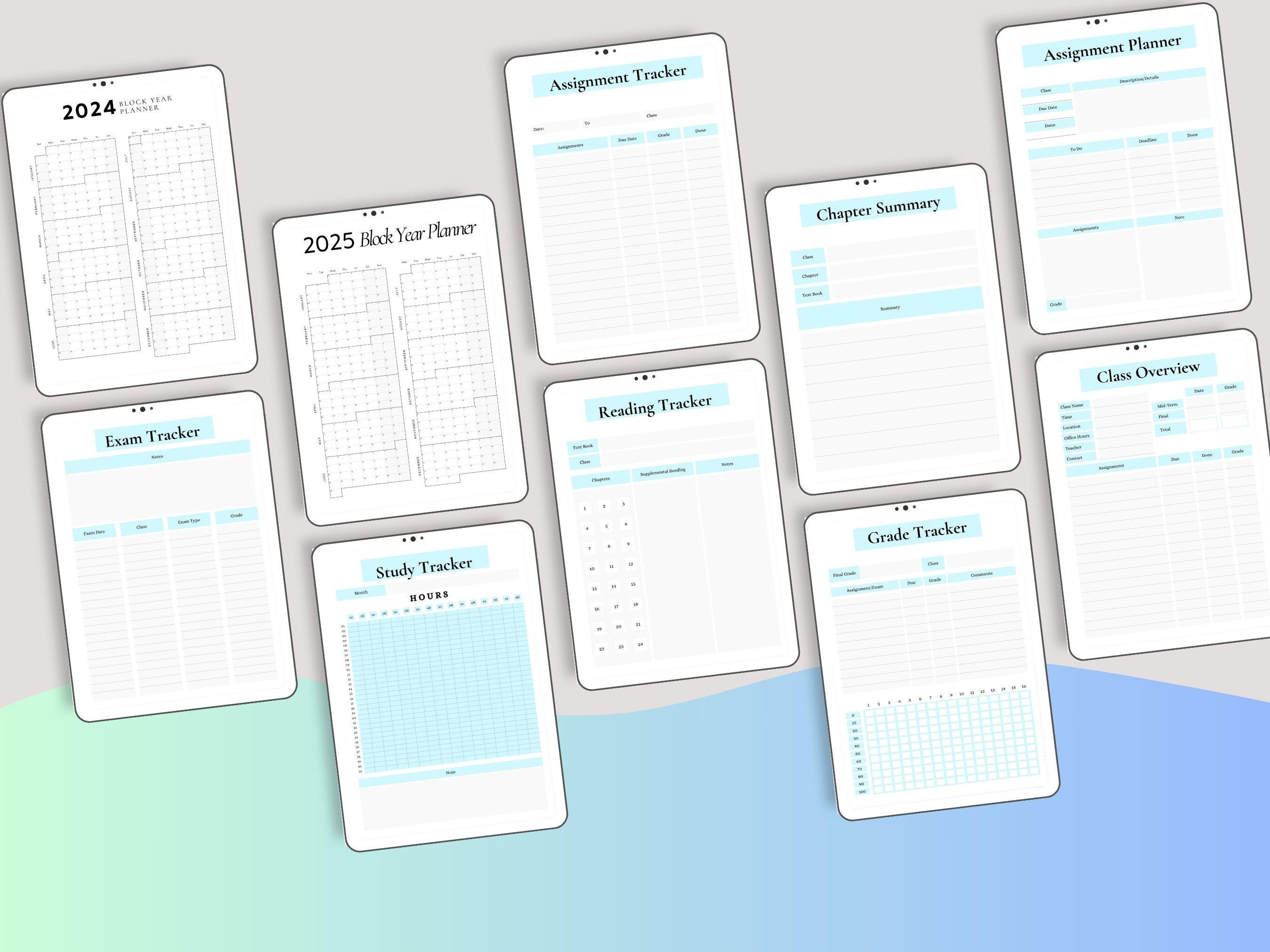 Student Planner Printable: Class Schedule, Assignment & Grade Tracker ...