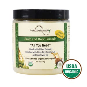 Hair Growth Organic Pomade - Stops Itchy, Dry Scalp, Dandruff Relief, Thick, Straight, Curly, Wavy, Natural Grease, Women, Men, USDA, 8oz