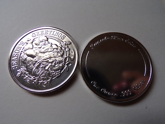 Santa Fine .999 Silver 1 oz Season Greetings "Santa Claus" Coin. Free Custom Engraving