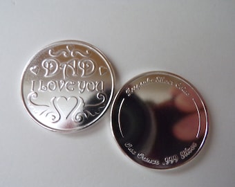 Moeda de prata fina .999 de 1 onça &quot;Pai, eu te amo&quot; com gravação personalizada gratuita
