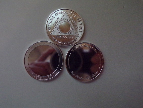 One Day at a Time! Sobriety Coin. Handcrafted, 1 oz .999 Fine Silver. Free Custom Engraving!