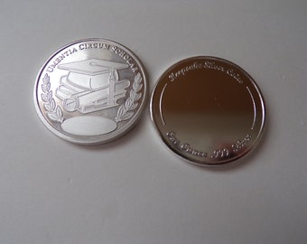 Fine .999 Silver 1 oz Engravable Congratulations Gift. Academic Excellence " Scholar" Coin. Free Custom Engraving
