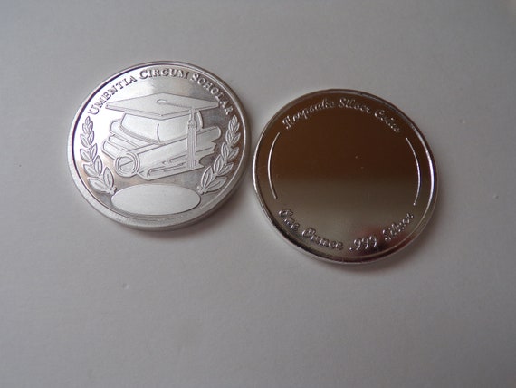 Fine .999 Silver 1 oz Engravable Congratulations Gift. Academic Excellence " Scholar" Coin. Free Custom Engraving