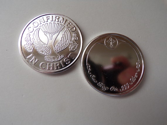Holy Confirmation Coin 1 oz  Fine .999 Silver Engravable Confirmation Coin.  Free Custom Engraving