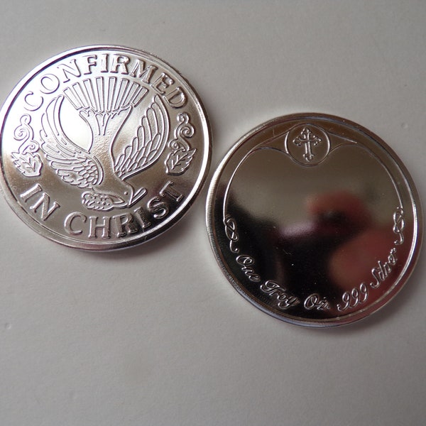 Holy Confirmation Coin 1 oz  Fine .999 Silver Engravable Confirmation Coin.  Free Custom Engraving