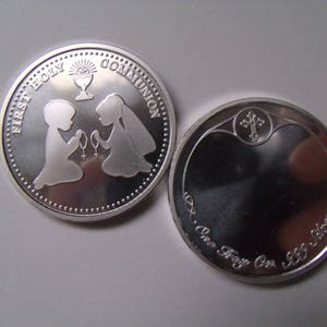 First Holy Communion Coin 1 oz Fine .999 Silver Engravable Holy Communion Coin. Free Custom Engraving