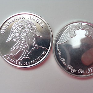 Guardian Angel Pocket Coin. 1 oz Fine .999 Silver. Free Personalized Custom Engraving.
