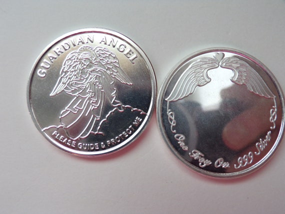 Guardian Angel Pocket Coin. 1 oz Fine .999 Silver. Free Personalized Custom Engraving.