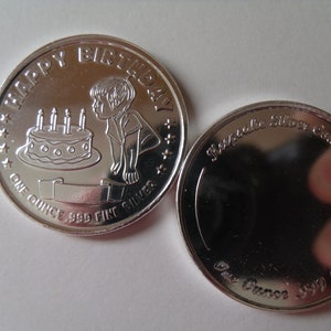 1 oz Fine .999 Silver, Engravable, Happy Birthday Coin &quot;Boy&quot; Free Text Engraving