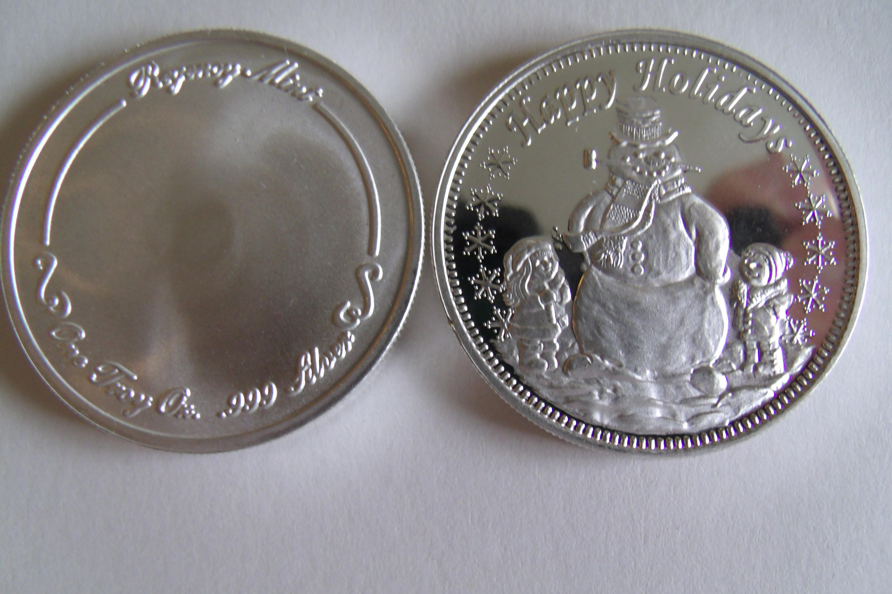 Frosty Fine .999 Silver 1 oz Christmas Coin. Frosty The Snowman Happy