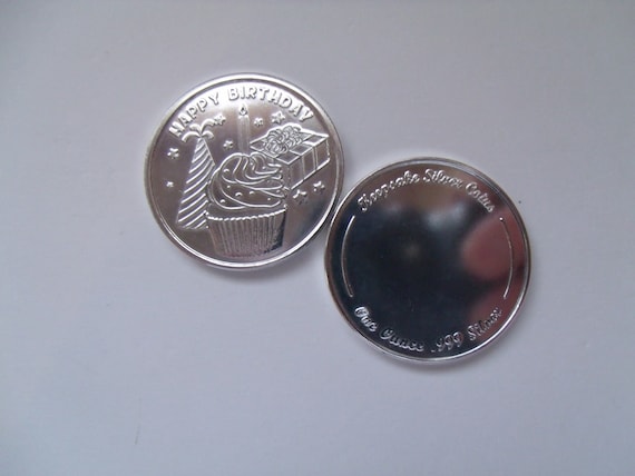 Fine .999 1 oz Silver Engravable Happy Birthday Coin. Free Custom Engraving