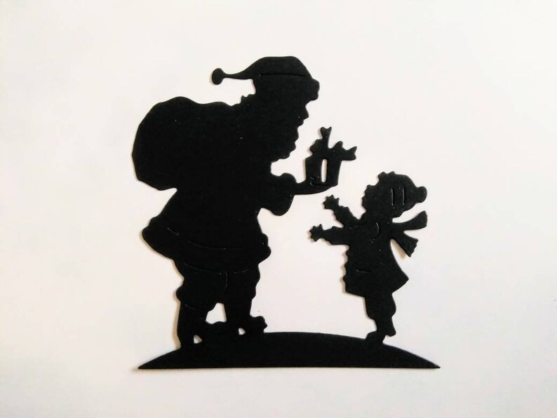Santa Claus Silhouette Paper Die Cuts Christmas Cut Outs Etsy