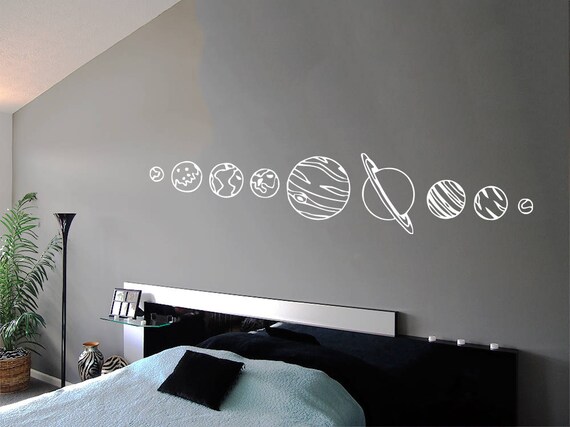 Solar System Wall Decal Space Decal Bedroom Decor Science Sticker Kids Space Decor Vinyl Sticker Classroom Kids Room Decor Planets Art Kp35
