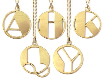 Collier initial Gold Art Déco / Bijoux personnalisés de charme de lettre / Bijoux Alphabet Pendant