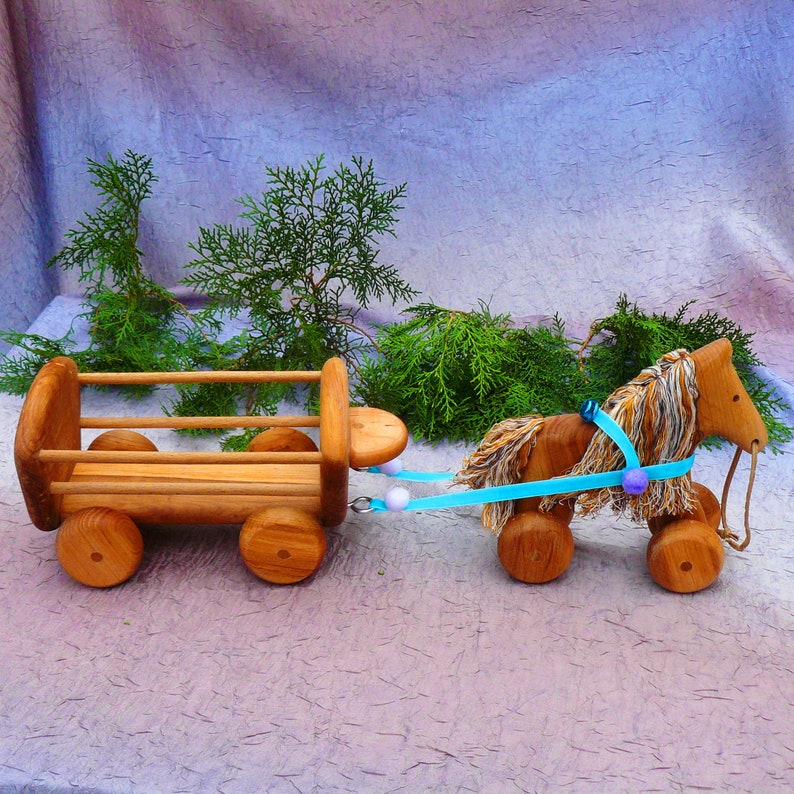 Wooden toy Horse cart Horse carriage toys Horse and cart Etsy