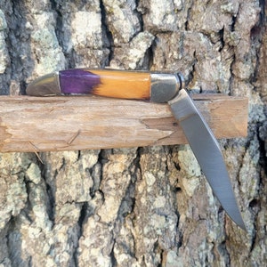 Texas Toothpick Case Style Pocket Knife, Reclaimed driftwood & Resin, Lock back knife, Classic Pocket Knife, Gentleman's Knife-Trapper Knife