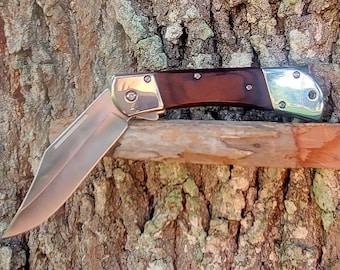 Pocket  hunting Knife With Belt Clip, Custom Folding, Spring Assisted, Classic Pocket Knife,  Lock Back, Gentleman's Knife, Trapper Knife,
