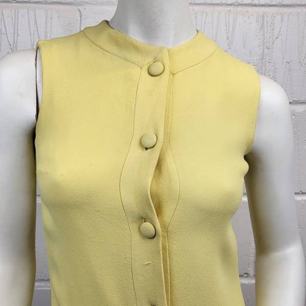 Vestido amarillo Pierre Balmain de la década de 1960 auténtico XS S