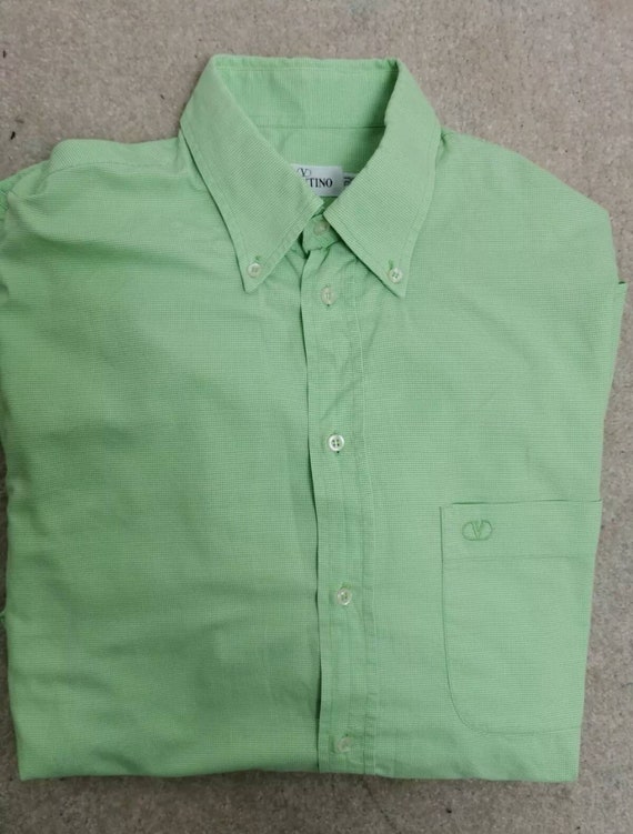 1990s 2000s Valentino Garavani Green mens shirt l… - image 1