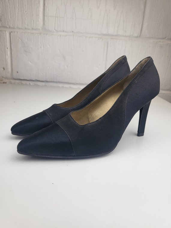 Yves saint laurent YSL black satin pumps satin hee