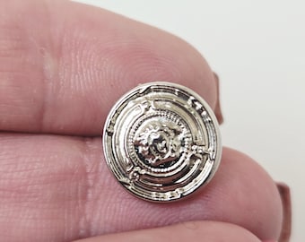 authentic Versace medusa small buttons silver metallic lot of 6 1990s