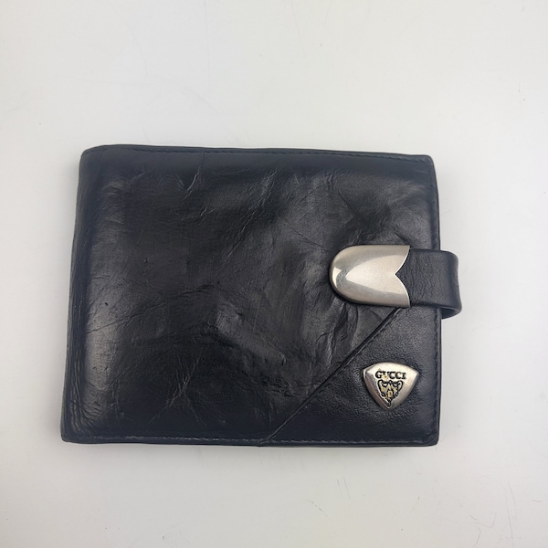 Authentic Gucci black leather wallet purse b fold gucci wallet Vintage 1980s