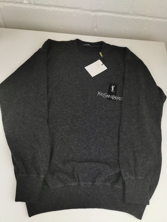 BNWT Yves Saint Laurent mens wool Sweater charcoal YSL LXl 48 50 200s Clothing Mens Clothing Jumpers Pullover Jumpers 