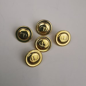 SET OF 5 LOUIS FERAUD BLACK ENAMEL ON SILVER METAL LOGO BUTTONS GOOD USED  COND