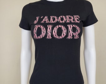 Authentic Vintage Christian Dior Black T-shirt J'adore Dior FR 40 uk 10 12 Us 6 8