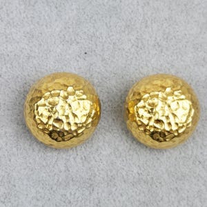 Vintage Christian Dior Hammered Gold Plated Large Clip On Earings