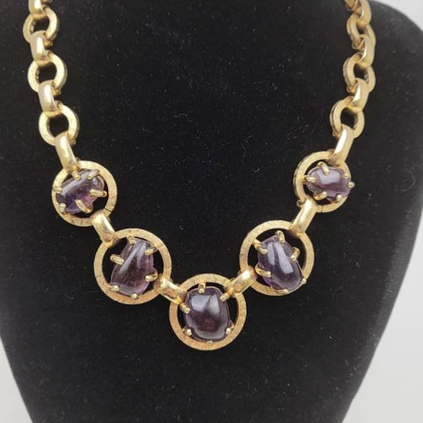 1960s Grosse for Christian Dior chunky necklace purple paste chocker necklace vintage Christian Dior Necklace