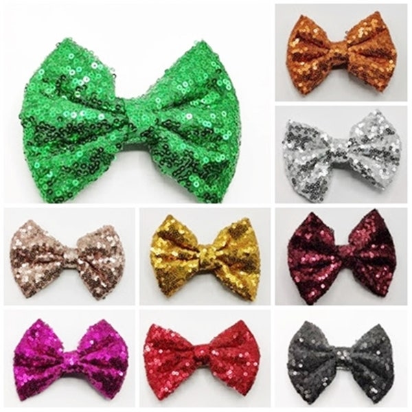 Sequin Hair Bow 3, 4 , 5 , 6 inch Big Messy Glitter Hair Alligator Clip