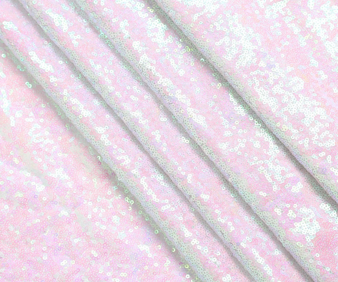 White Iridescent 3mm Sequins Fabric 130cm Wide 2W stretch by Etsy