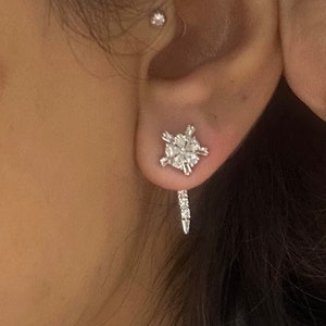 TATIANA☆[SILVER925] Bloomette Earjacket Earring MUSINSA | TATIANA (Silver 925) Bloomet Ear Jacket Earrings