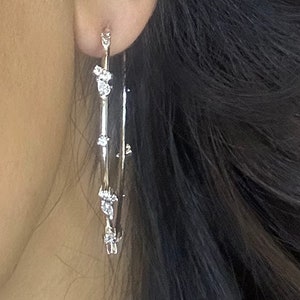 Big Hoop 65mm 55mm Oversized Thin Hoop Earrings Silver Diamond Hoops Dainty Earrings  Hoops Earrings Gifts For Her Bridesmaid Gifts