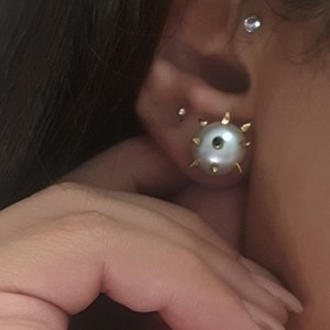 Pearl Spike Studs: Gothic Sterling Silver CZ Earrings
