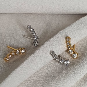 Cz Earrings Cz Studs Crystal Studs Cartilage Studs Helix Tragus Studs Gold Ear Climbers Ear Crawlers Ear Sweeps Ear Jackets Diamond Earrings