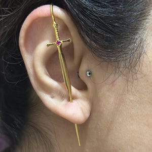 Bar Ear Cuff Bar ear pin Hook Ear Cuff Cartilage Earring Sword Ear Pin Knife Ear Cuff Needle earring Unisex earring Mens earring