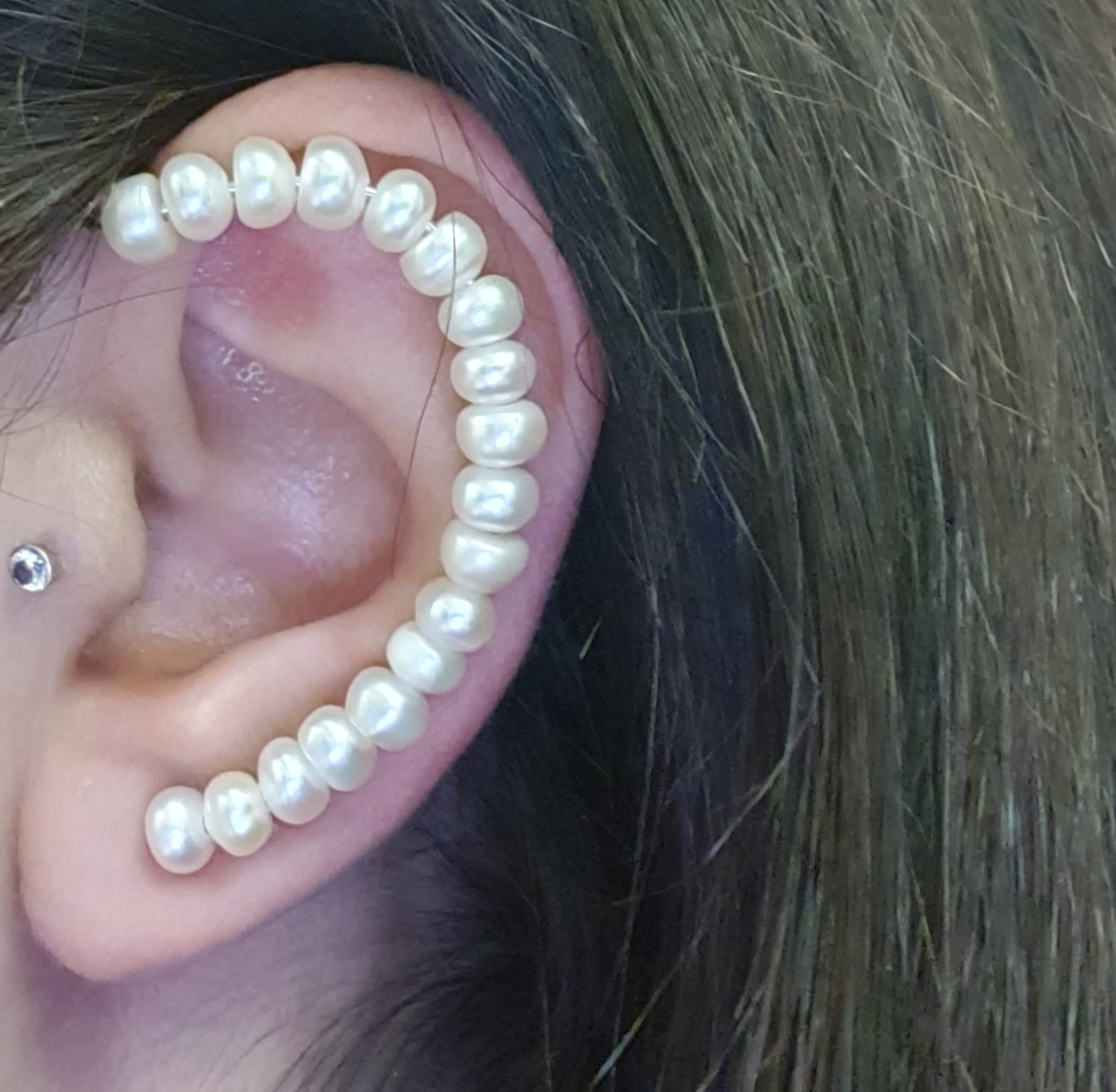 Sterling Silver Pearl Ear Wrap: Dainty Ear Climber Cuff