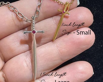Sterling Silver Sword Pendant: Dainty Charm Necklace, Talisman Amulet