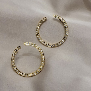 Gold Open Hoop Earrings | Dainty CZ Crystal Hoops | Minimalist Pavé Huggie Hoops | Small Gold Earrings | Everyday Sparkle Jewelry Gift
