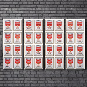 Campbell's Soup Cans Andy Warhol Leather Print/1962 Warhol Art/MoMa Wall Art/Pop Art/Large Wall Art/Made in Italy/Better than Canvas!