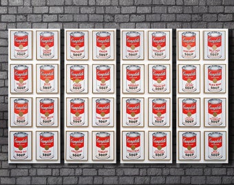 Campbell's Soup Cans Andy Warhol Leather Print/1962 Warhol Art/MoMa Wall Art/Pop Art/Large Wall Art/Made in Italy/Better than Canvas!