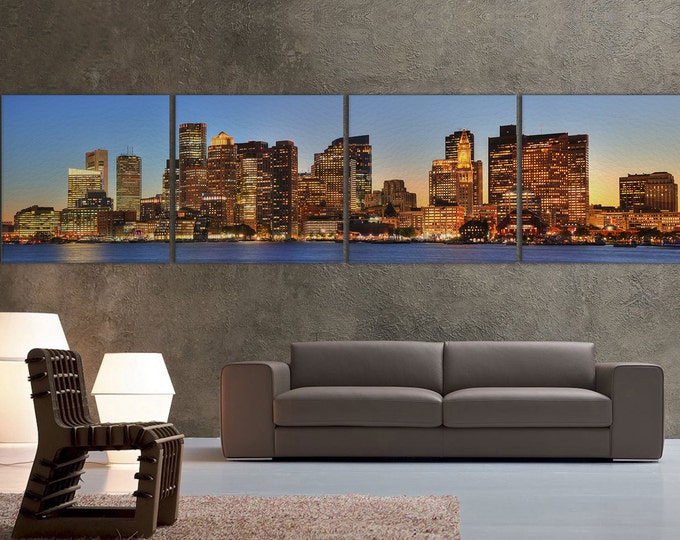 Boston's Financial District Pier Park View Leather Print/Boston Large Print/Multi Panel Print/Boston Skyline/Landscape/Better than Canvas!