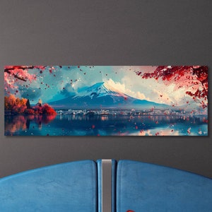 Monte Fuji Illustrazione Autunno Stampa su Ecopelle Made in Italy